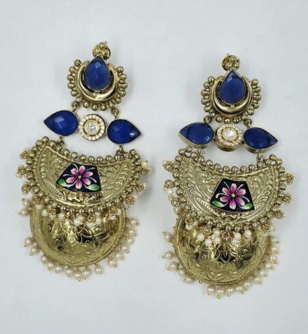 Royal Blue Meenakari Jhumka