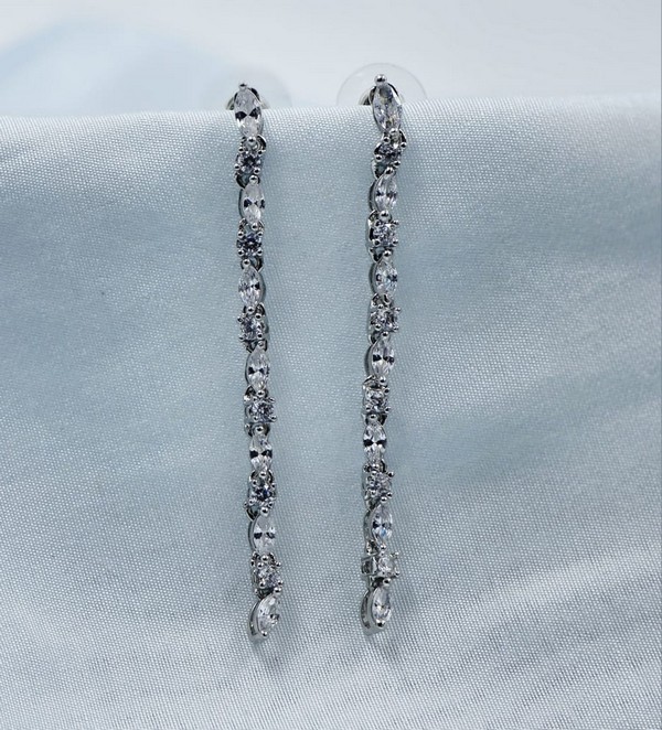 Sparkling Linear Drop Earrings - Image 2