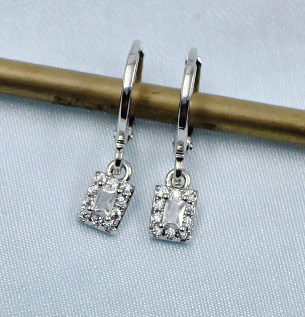 Minimalist Square Drop Hoops - Image 3