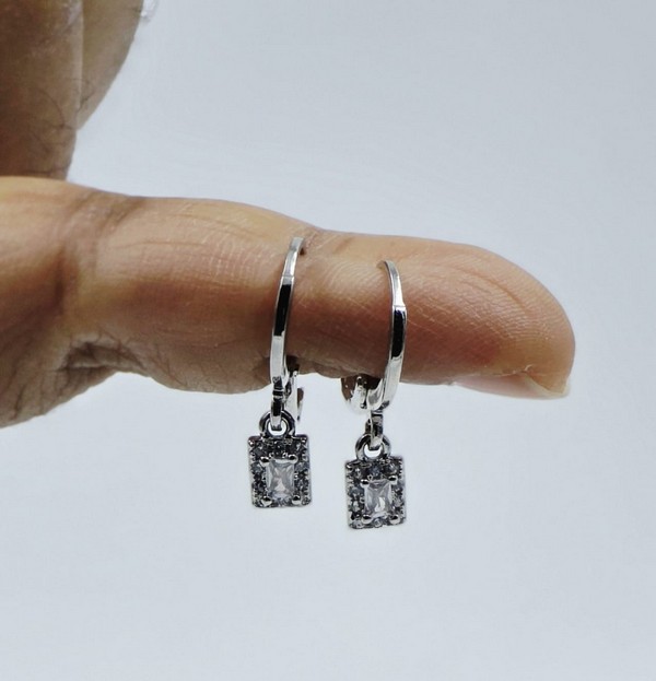 Minimalist Square Drop Hoops - Image 2