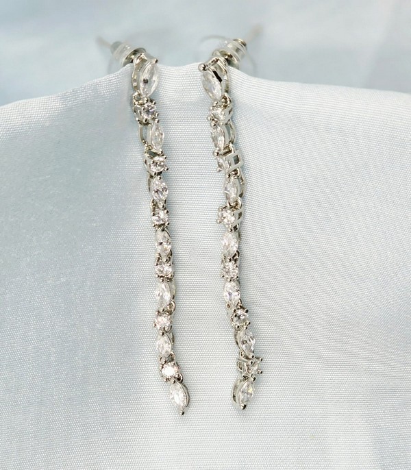Sparkling Linear Drop Earrings