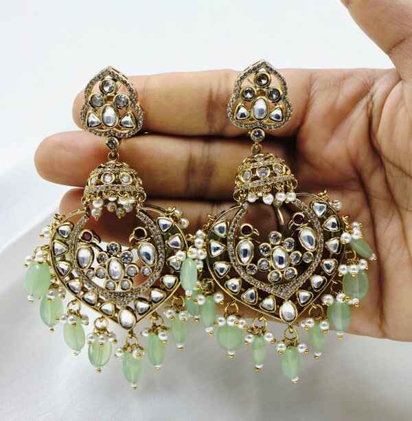 Dilnoor Jhumka Chandbali Earrings - Image 3