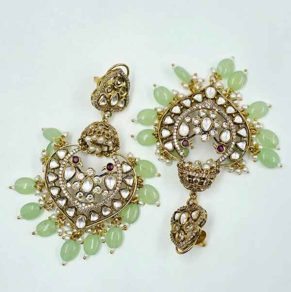 Dilnoor Jhumka Chandbali Earrings - Image 2