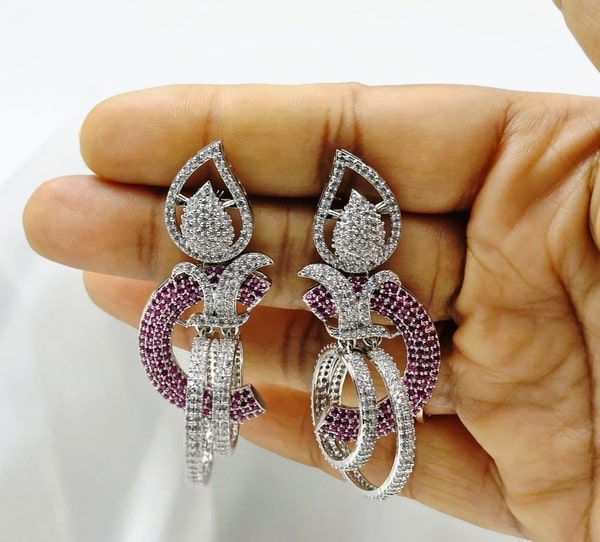 Dazzling Ruby Pink & Crystal Dangler - Image 2