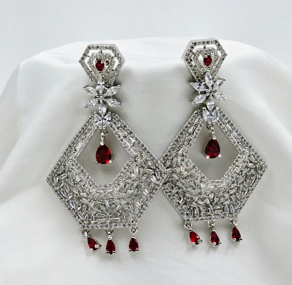 Crimson Cascade Dangle Earrings - Image 3