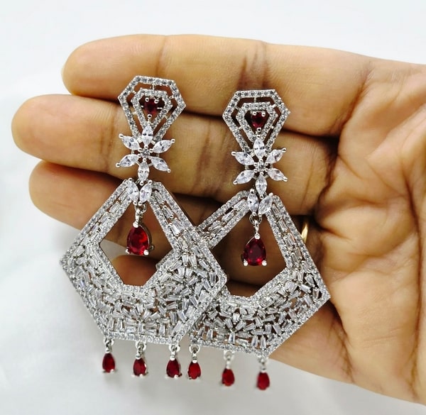 Crimson Cascade Dangle Earrings - Image 2