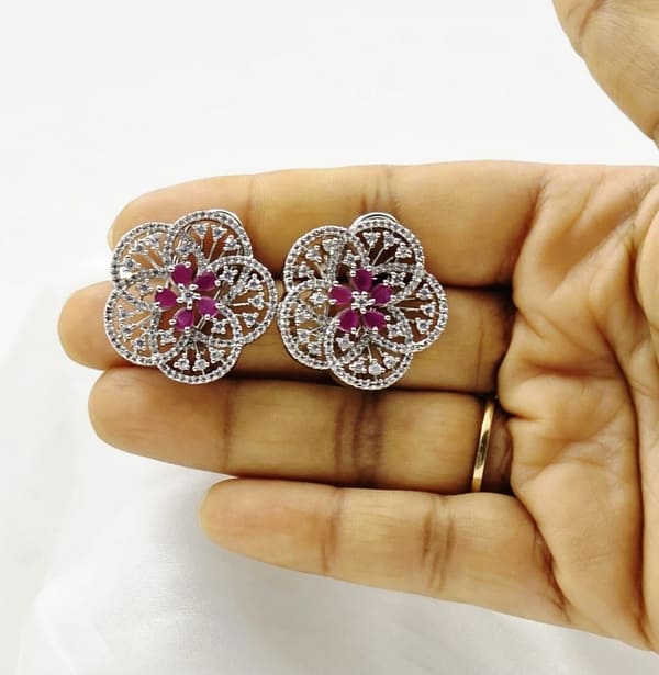 Rooh Gulabi Blossom Studs - Image 3