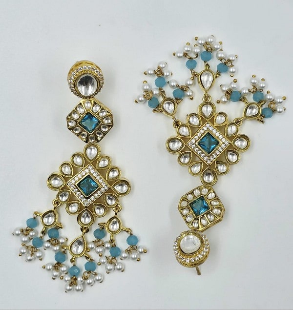 Peacock Radiance Statement Earrings - Image 3