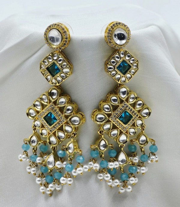 Peacock Radiance Statement Earrings - Image 2
