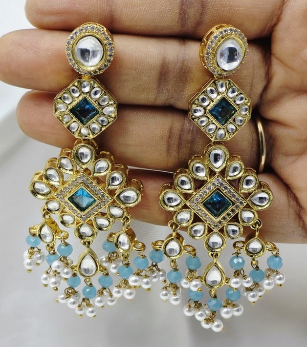 Peacock Radiance Statement Earrings - Image 4